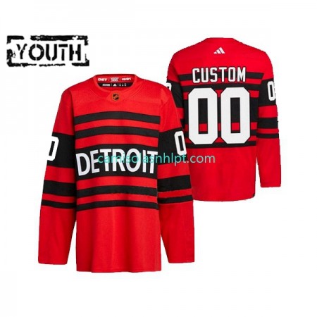 Camiseta Detroit Red Wings Personalizado Adidas 2022-2023 Reverse Retro Vermelho Authentic - Criança